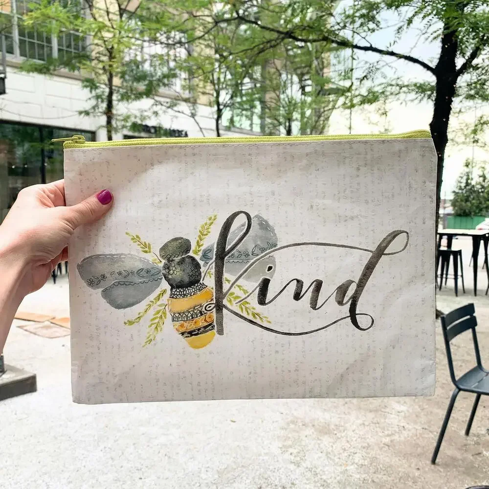 Bee Kind Zipper Folder | Recycled Bee Floral Letter Size Pouch